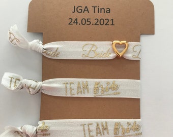 Bracelet - Set for JGA, Wedding, Bachelorette Party, Bachelorrett Party from 6,50EUR elastic with golden heart pearl