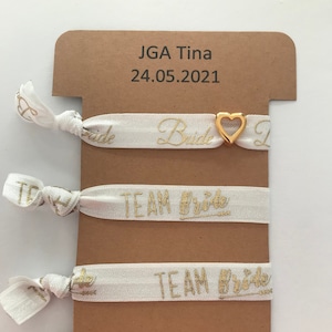 Bracelet - Set for JGA, Wedding, Bachelorette Party, Bachelorrett Party from 6,50EUR elastic with golden heart pearl