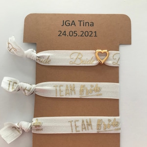 Armband - Set für JGA, Hochzeit, Junggesellinnenabschied, Bachelorrett Party ab 6,50EUR elastisch mit goldener Herzperle