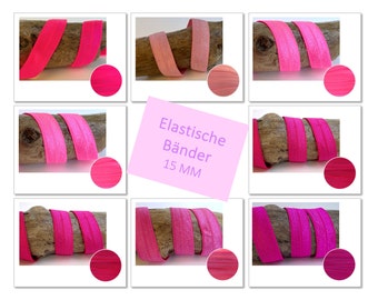 1,40 EUR/m 2mx15mm elastisches Gummiband pink nähen DIY plotten Hairtie Armband Elastic ribbon Falzgummi