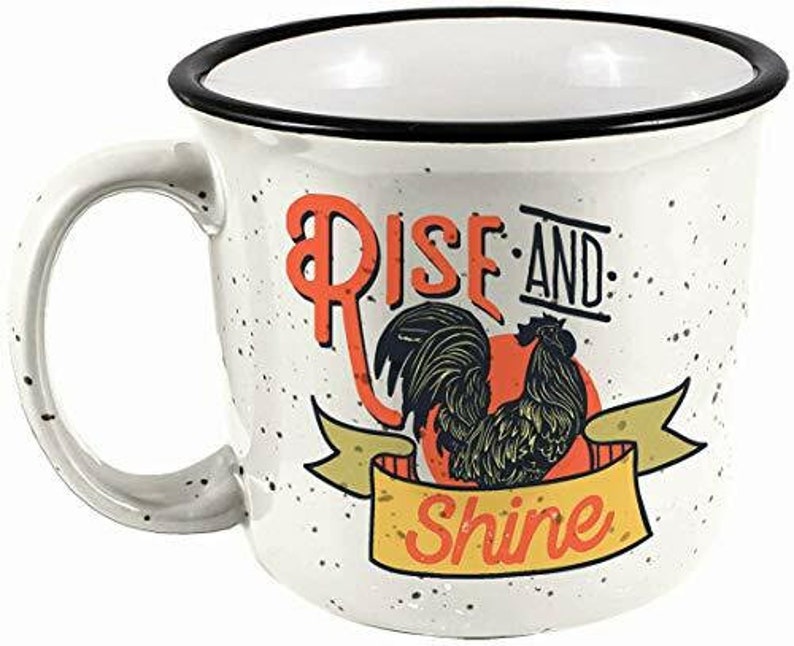 Spoontiques Rise and Shine Camper Mug White 14 ounces