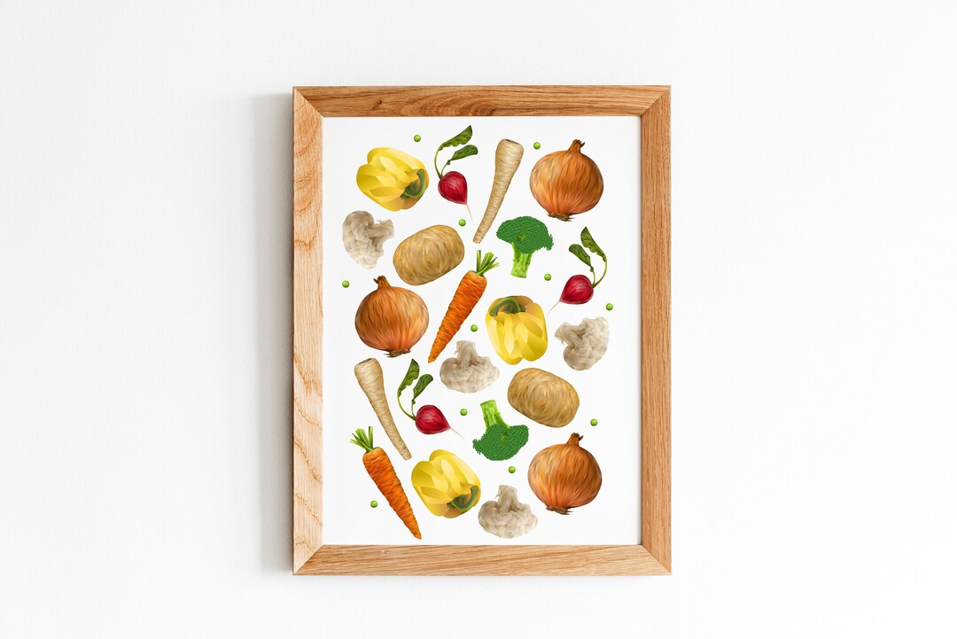 Vegetable Art Print Vibrant Veggie Art Colourful Vegetable Etsy