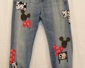 Disneybound Mickey Mouse Upcycled Jeans (34x31) - Etsy