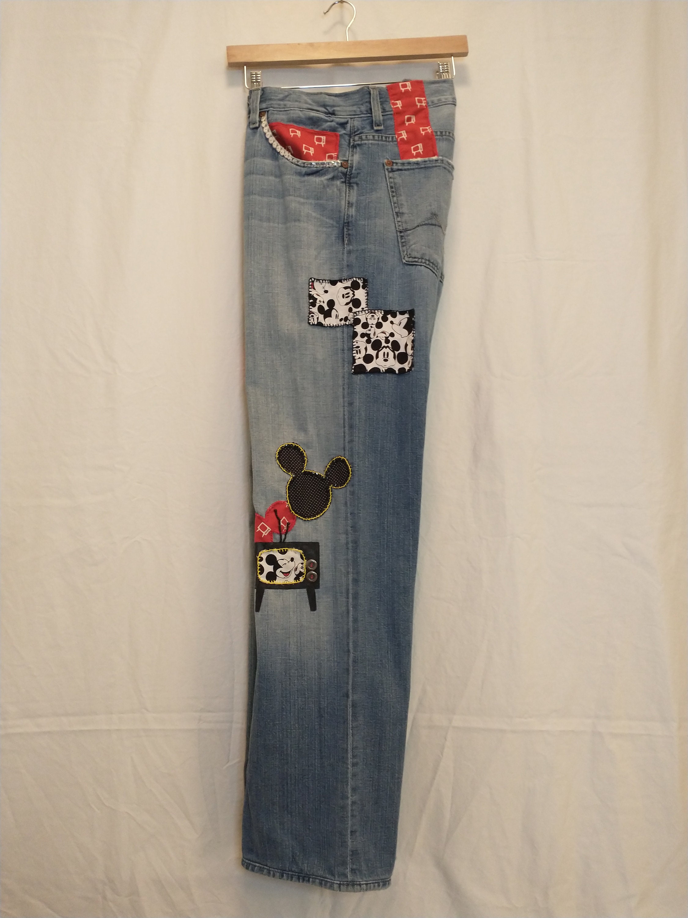 Disneybound Mickey Mouse Upcycled Jeans (34x31) - Etsy
