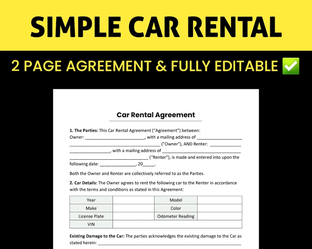 Car Rental Agreement Vehicle Rental Agreement Car Rentals Contract