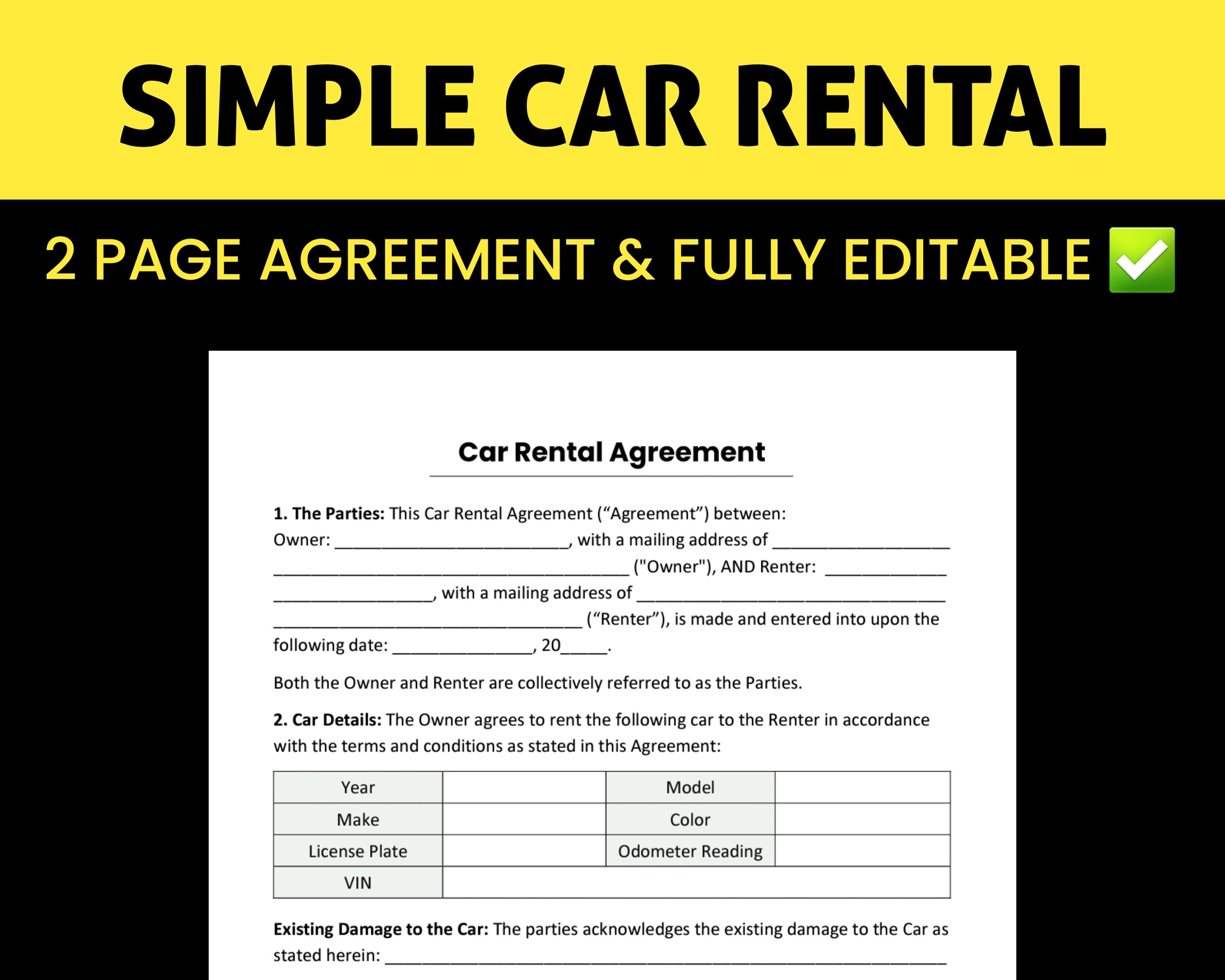 Car Rental Agreement Template Singapore