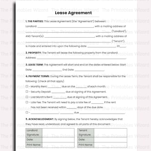Simple One Page Lease Agreement Etsy Simple One Page Lease Agreement Etsy