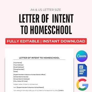 Profesjonalny list intencyjny do edukacji domowej, szablon, zawiadomienie o zamiarze edukacji domowej, do pobrania, edytowalny w MS Word, Google Docs i Canva