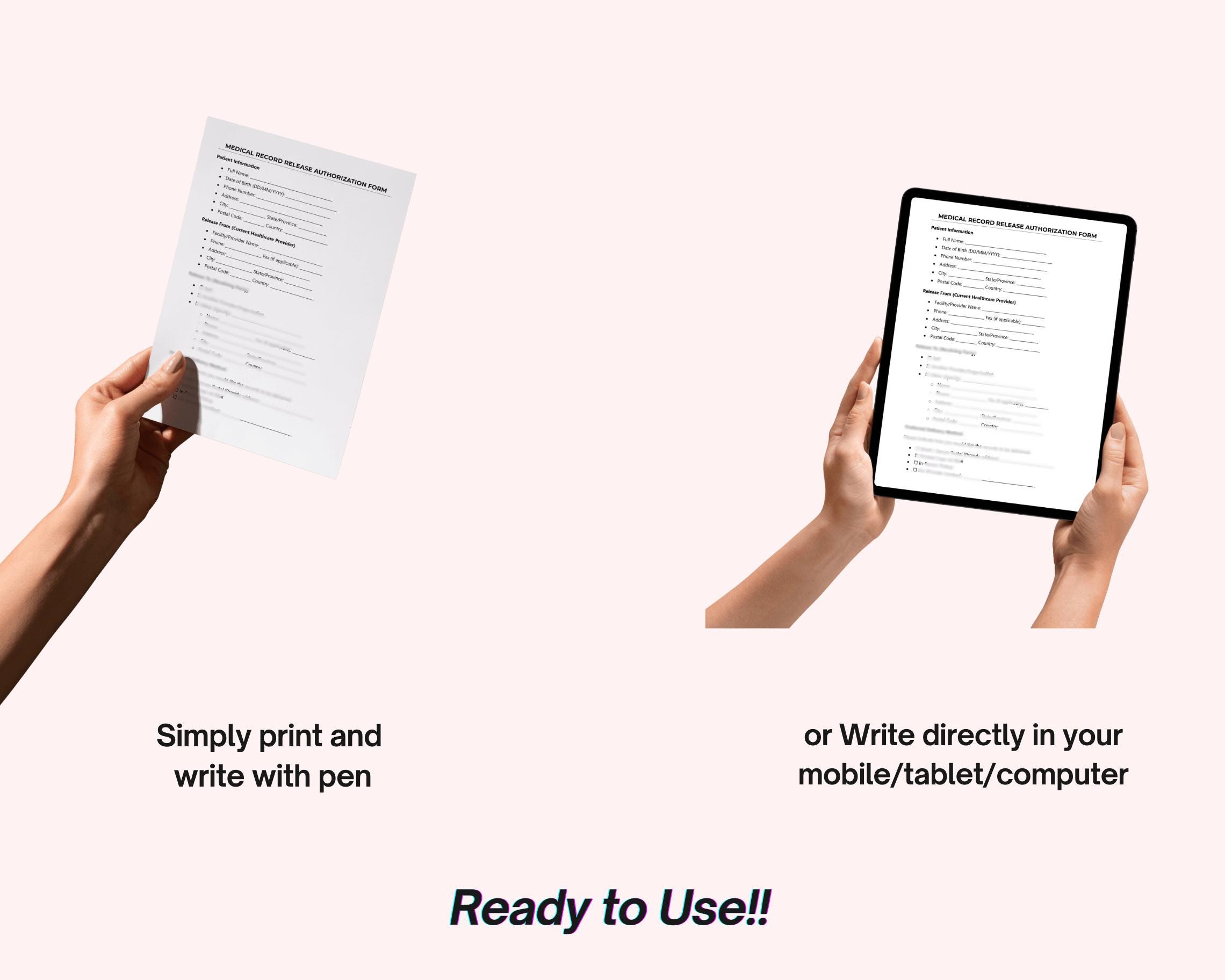Medical Records Release Form Template (2 Versions) – HIPAA Compliant ...