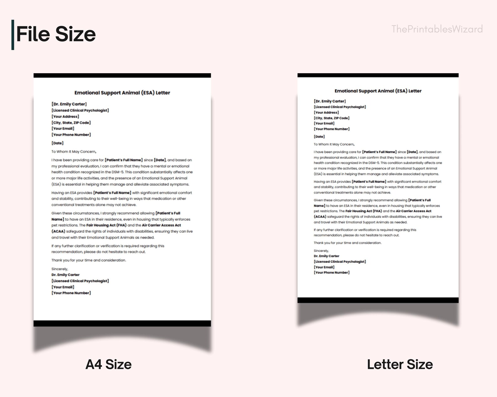 Editable Emotional Support Animal Letter Template, ESA Letter, Service ...