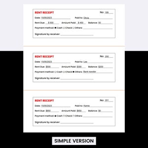simple rent receipt template in excel