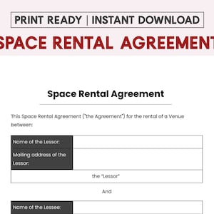 Wedding venue contract - Venue rental contract - Venue booking contract - Event space rental agreement