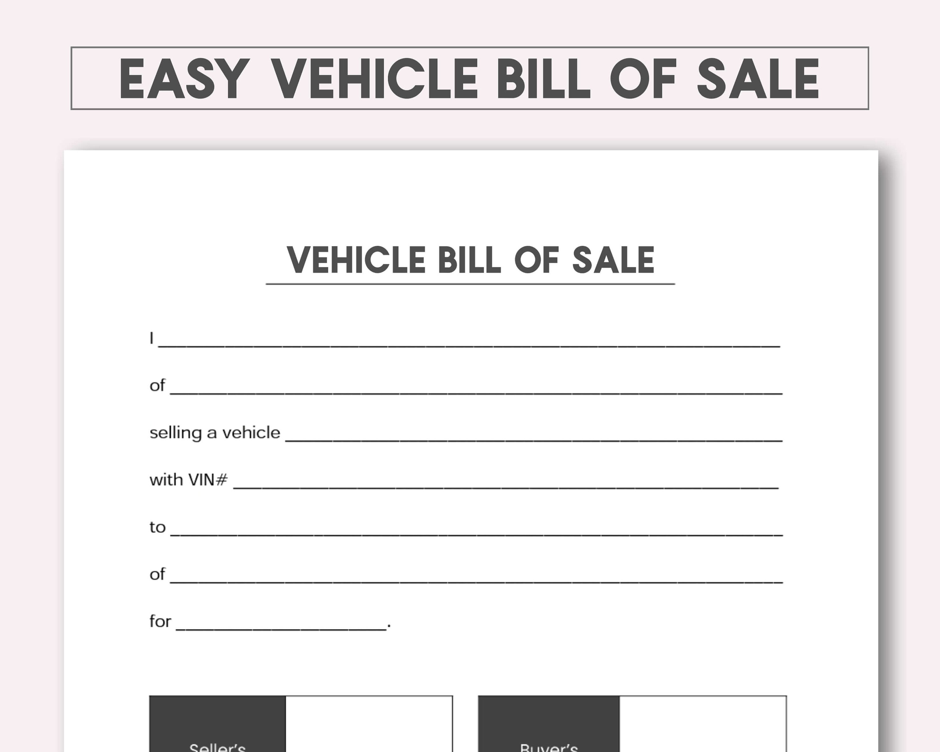 Simple Bill Of Sale Example