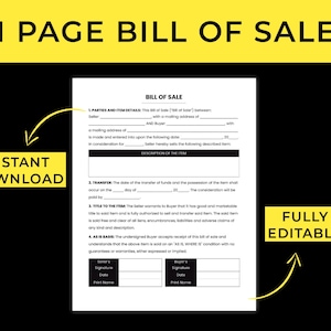 Simple bill of sale template