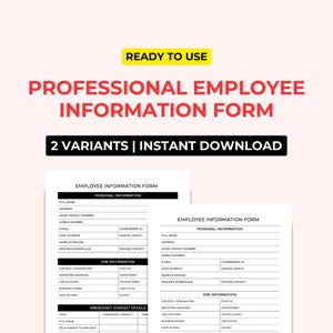Employee Information Template. HR Templates. Hiring Forms. Employee Packet. Employee Onboarding. New Hire Paperwork. Editable WORD & PDF