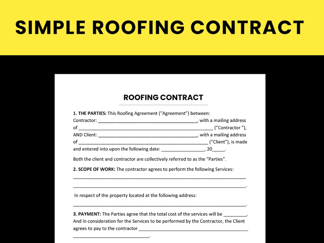 Roofing Contract Template. Printable PDF / Editable and Fillable Roofing Contract Template. Printable PDF / Editable and Fillable