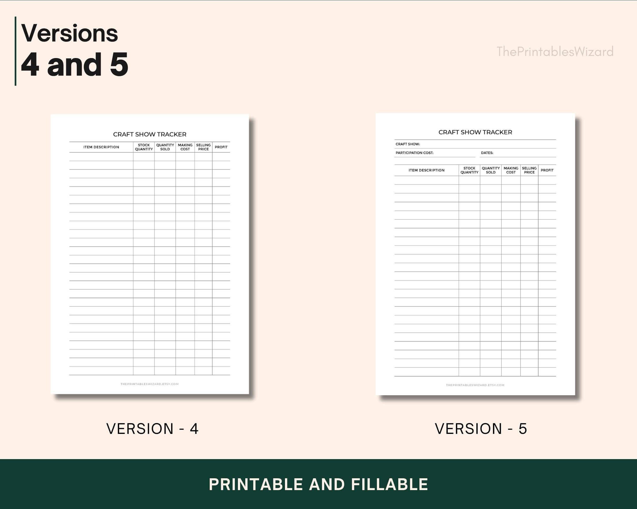 Craft Show Tracker Printable, Fillable Craft Fair Printable Form PDF ...