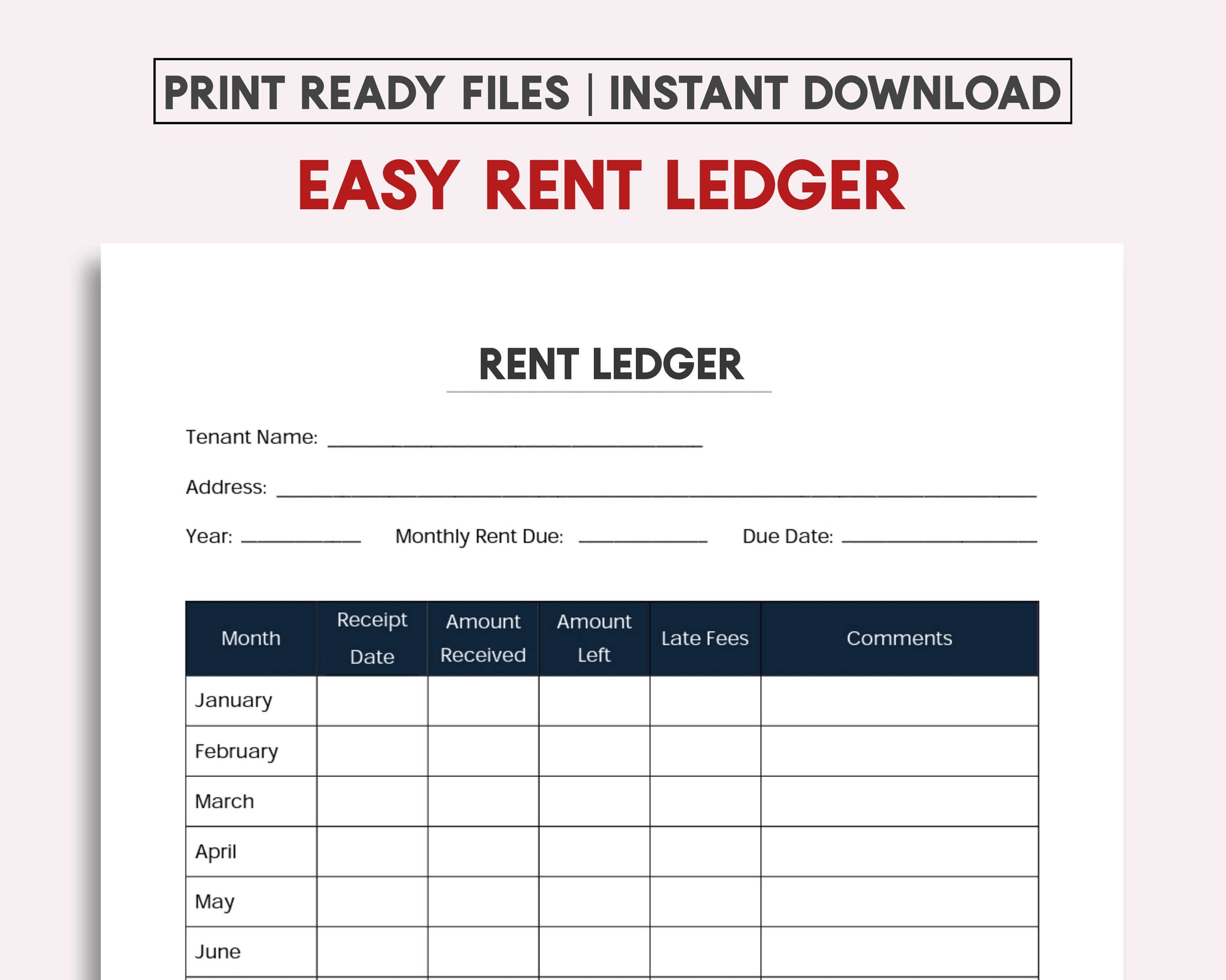 Rent Ledger Template Free Printable Templates