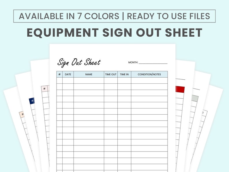 Equipment Sign Out Sheet Template - Etsy