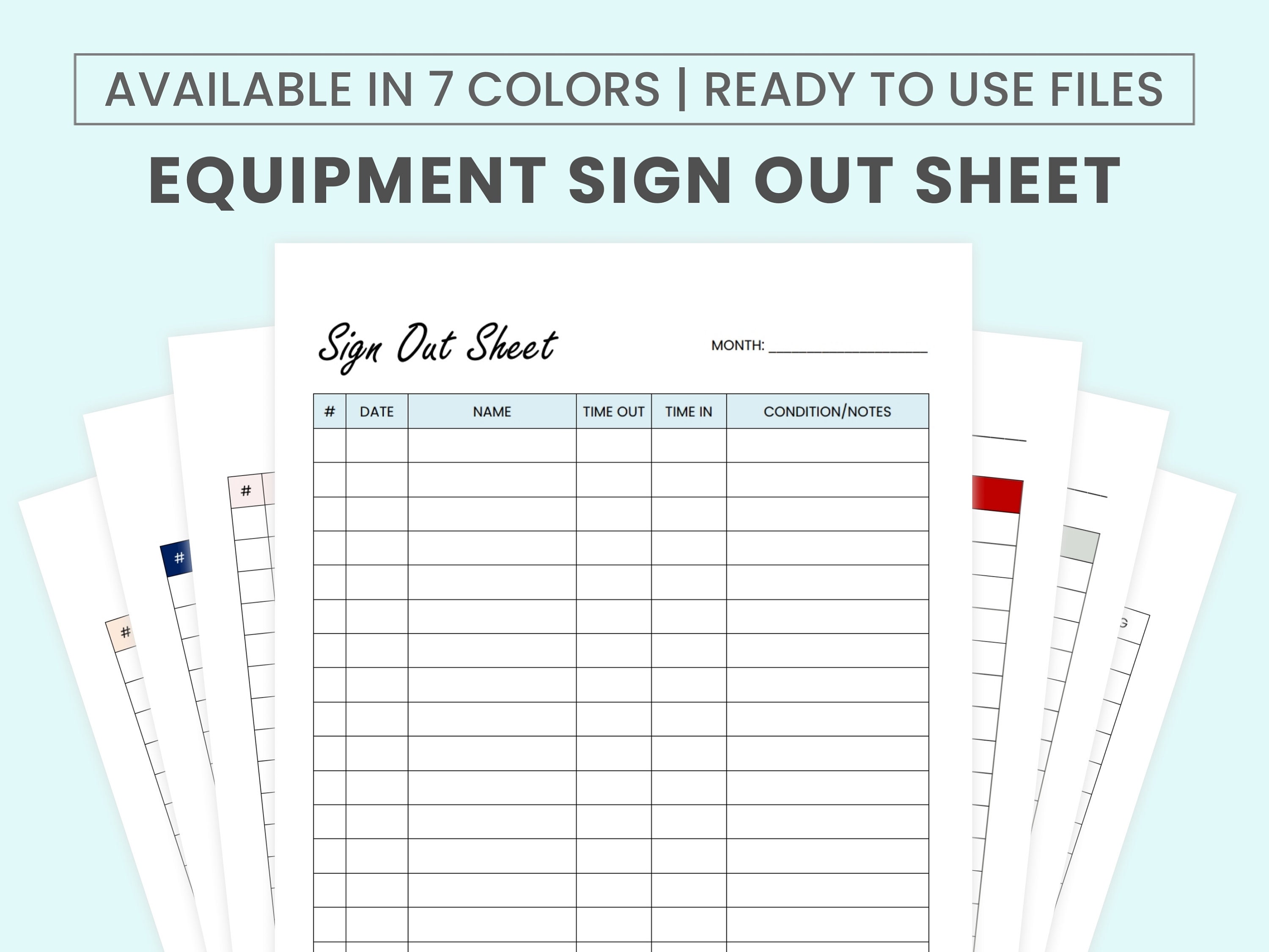 Free Printable Sign Out Sheet For Equipment