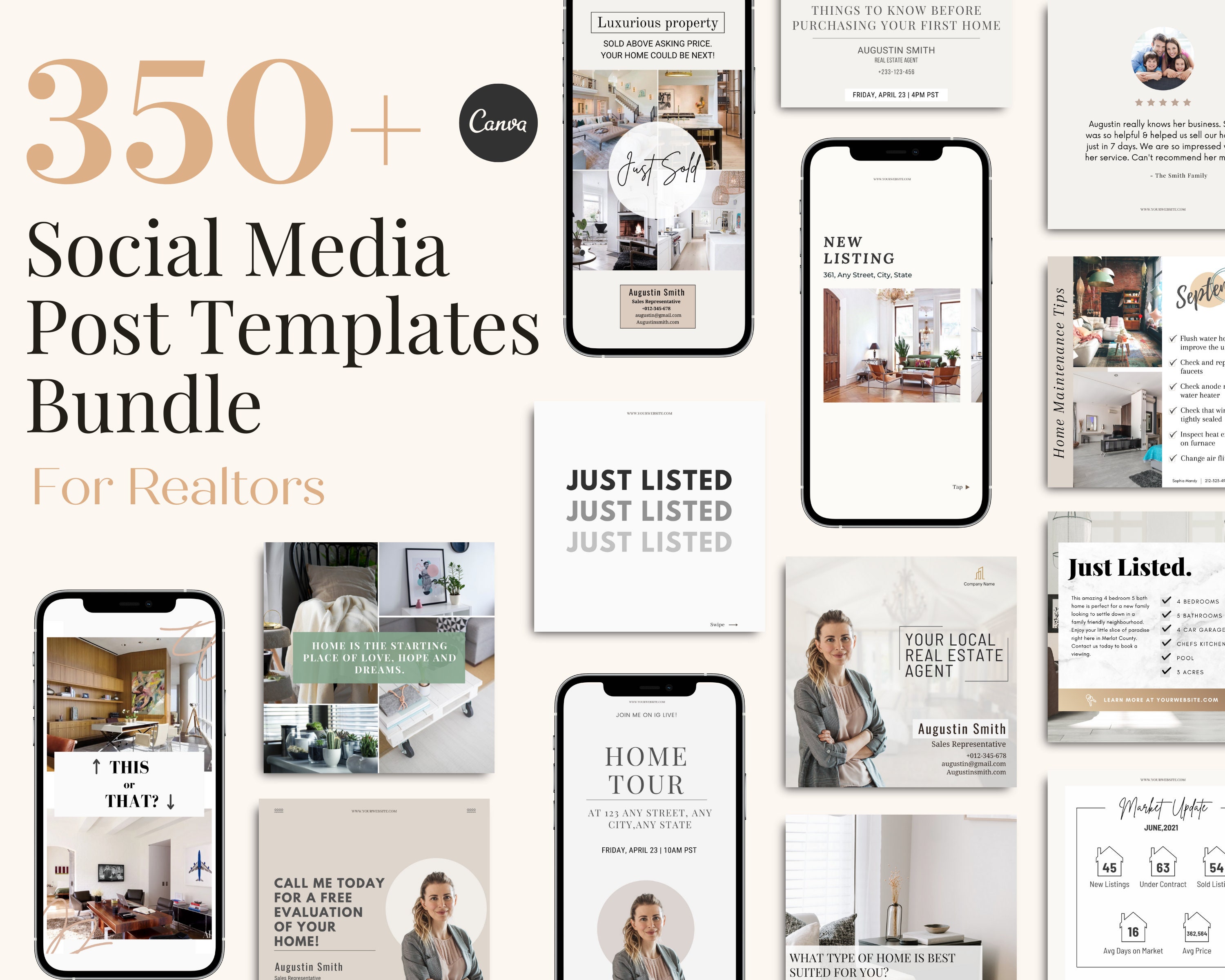 Real Estate Agent Social Media Post Templates Realtor Etsy