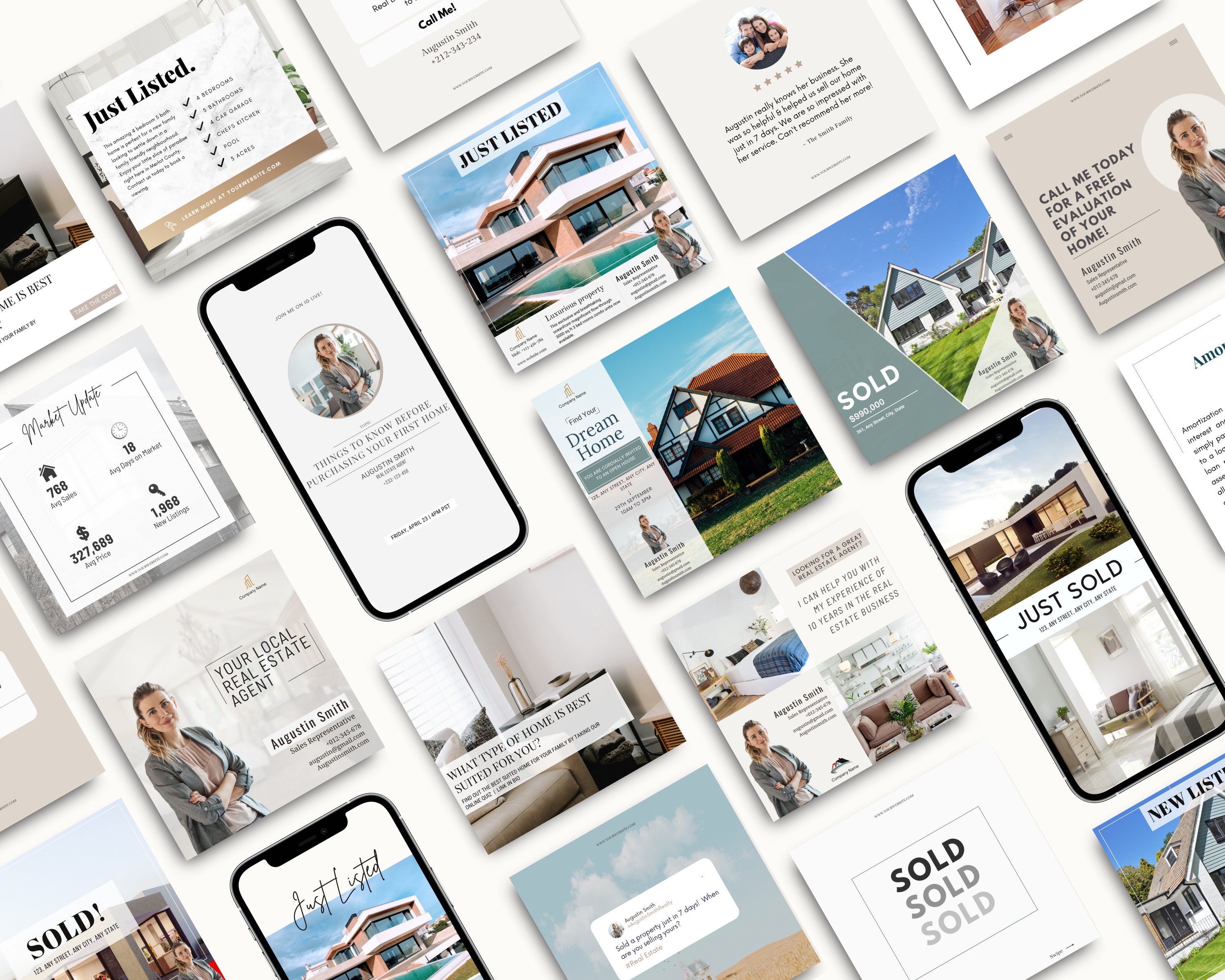 Real Estate Agent Social Media Post Templates Realtor | Etsy