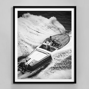Luxus Yacht Print, schwarz weiß, Luxus Yacht Wandkunst, Sommer Poster, digitaler Download, Ocean Wand Dekor, Yacht Dekor, druckbare Kunst
