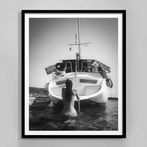 Luxury Yacht Wall Art, Black And White, Summer Photography, Yacht Print, Vintage Poster, Ocean Wall Art, Yacht Decor, Digital Download