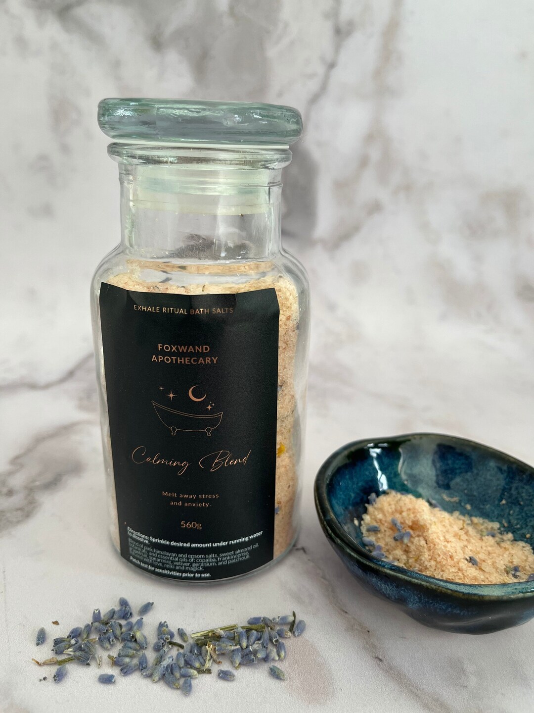 Exhale Ritual Bath Salt Blend / Anxiety Relief, Stress Relief, Lavender