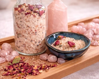 Ritual Bath Salts | Rose Quartz Self Love Soak | Witchy Herbal Bath Blend