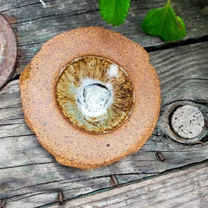 Incense or sage cone burner, handmade in stoneware and enameled