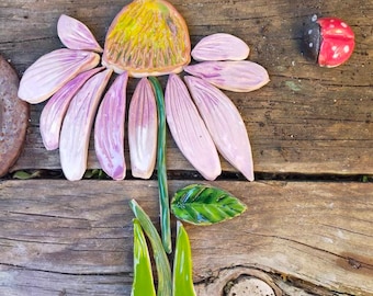 Echinacea-Blüten, handgefertigt für Mosaike oder Dekoration. Unikate