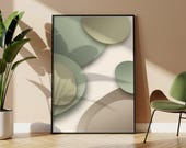 Minimalist Abstract Wall Art Printable, Neutral Organic Shapes Digital Download, Beige Sage Green Modern Wall Decor Abstract No002