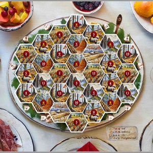 Aangepast spelblad! Kolonisten van Catan compatibel. THANKSGIVING-SERIE, 5-7 spelers. Digitaal bestand.