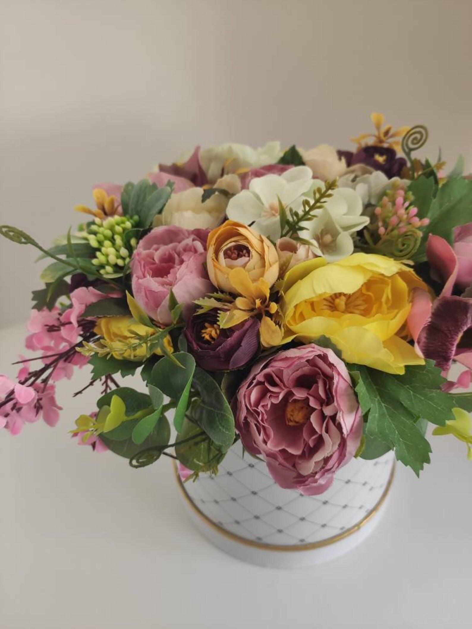 Caja de flores caja de flores artificial caja de sombreros | Etsy