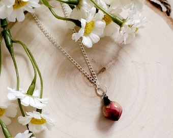 Real Red Rose Bud Necklace: Resin Jewelry, June Birth Flower