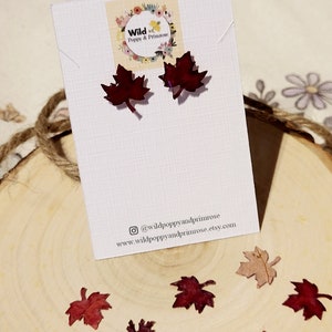 Maple real leaf stud earrings
