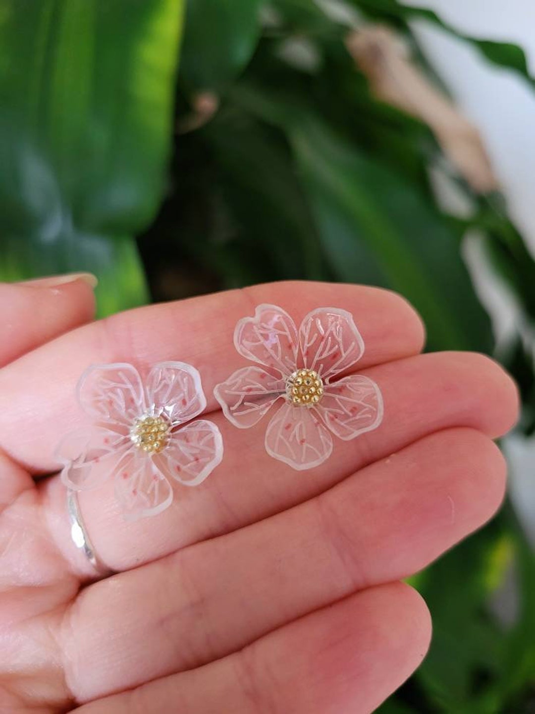 Cherry Blossom Earrings. Sterling Silver Cherry Blossom Studs. Flower