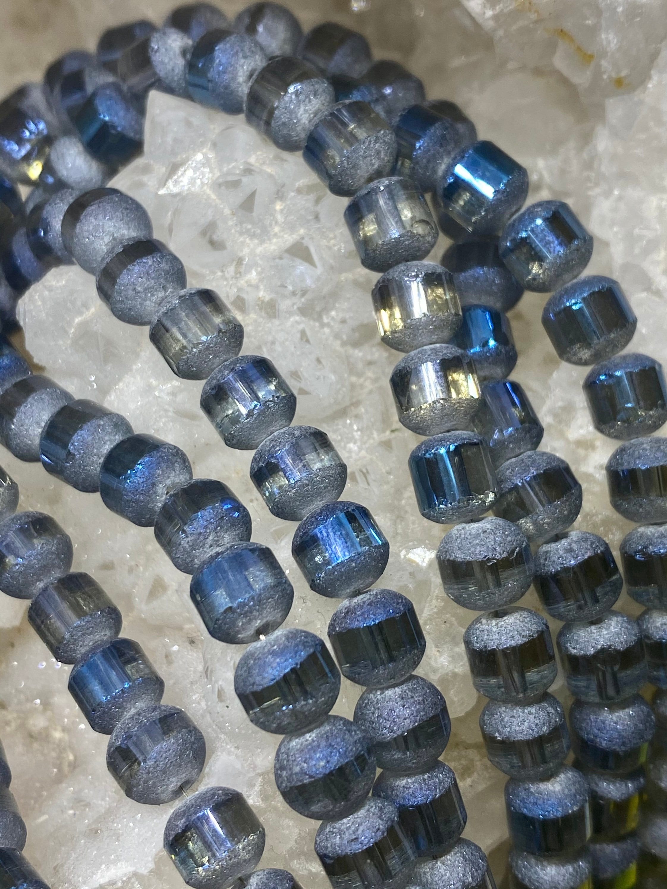 Blue Frosted Glass Beads Round 6mm Electroplated Beads | Etsy