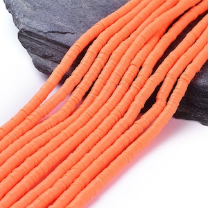 Red Orange Polymer Clay, 6mm Heishi Beads, 6mm Heishi Disc Beads, For Crafts, Jewellery Making Gift, Bracelet Making Beads