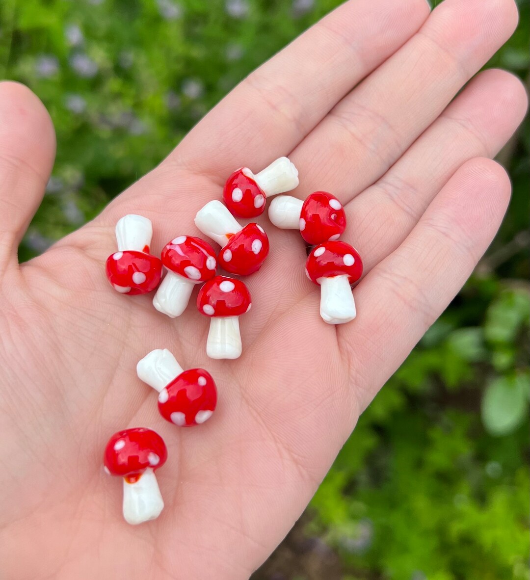 16mm Lampwork Glass Red & White Toadstool Mushroom Beads Etsy UK