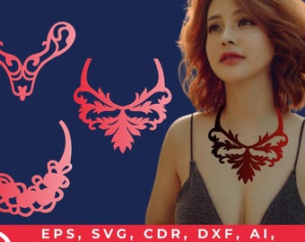 Juego de patrones para collares cortados con láser • Diseños de plantillas con pedrería (descarga digital)