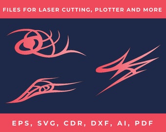Patrón de accesorios para el cabello cortado con láser de descarga digital • Archivos de svg casi gratis para cricut • Elementos de diseño para plantilla • eps, cdr, dxf, ai, pdf