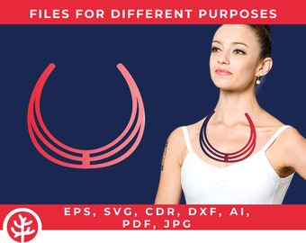 Plantilla de collar • Patrón de corte láser de descarga digital • Archivos svg casi gratuitos para cricut y joyería de cuero • Diseño • cdr, dxf, ai, pdf