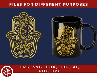 Archivos Hamsa Svg Cut • hamsa hand svg • evil eye svg • clipart • eps, cdr, dxf,ai,pdf, jpg • mandala hamsa hand • SVG para Cricut • Cricut Cut