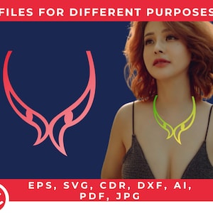 Necklace template • Digital download laser cut pattern • Almost free svg files for cricut & leather jewelery • Design • cdr, dxf, ai, pdf