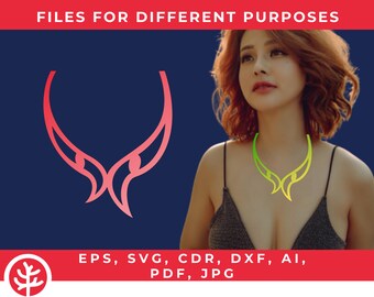 Plantilla de collar • Descarga digital de patrón cortado con láser • Archivos svg casi gratuitos para cricut y joyería de cuero • Diseño • cdr, dxf, ai, pdf