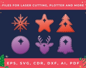 Paquete de descarga digital Patrón de decoración del árbol de Navidad• Archivos svg casi gratuitos para cricut• Elementos de diseño• eps, cdr, dxf, ai, pdf, svg