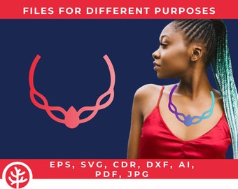 Plantilla de collar • Descarga digital de patrones cortados con láser • Archivos svg casi gratuitos para cricut y joyería de cuero • Diseño artístico • dxf, ai, pdf, jpg