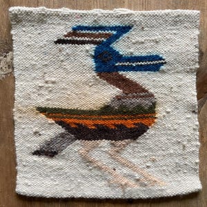 Swedish handmade Flemish wall tapestry with a bird motif